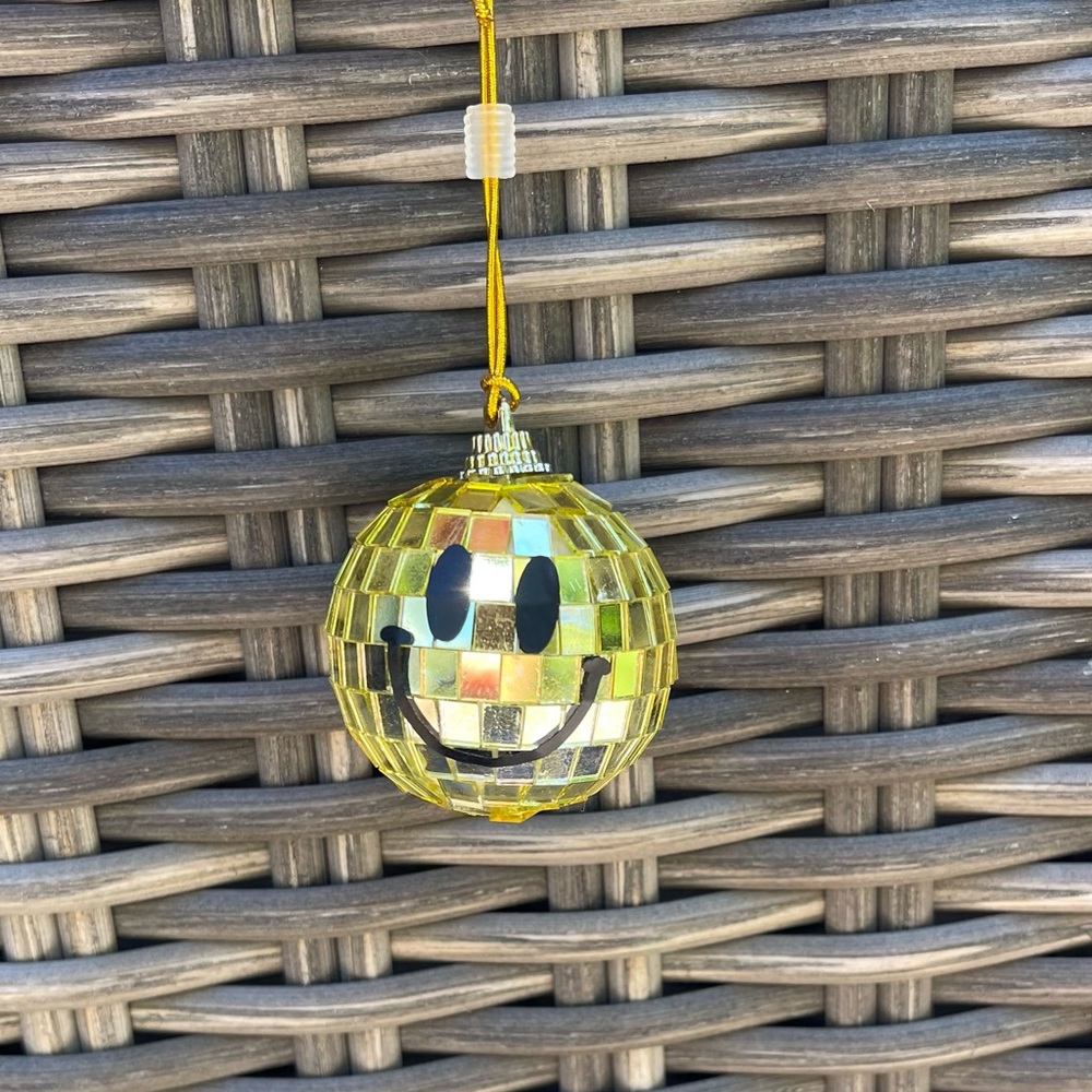Smiley face disco ball charm